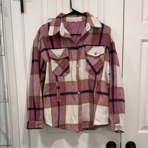 Plaid Pink and Cream Women's Jacket